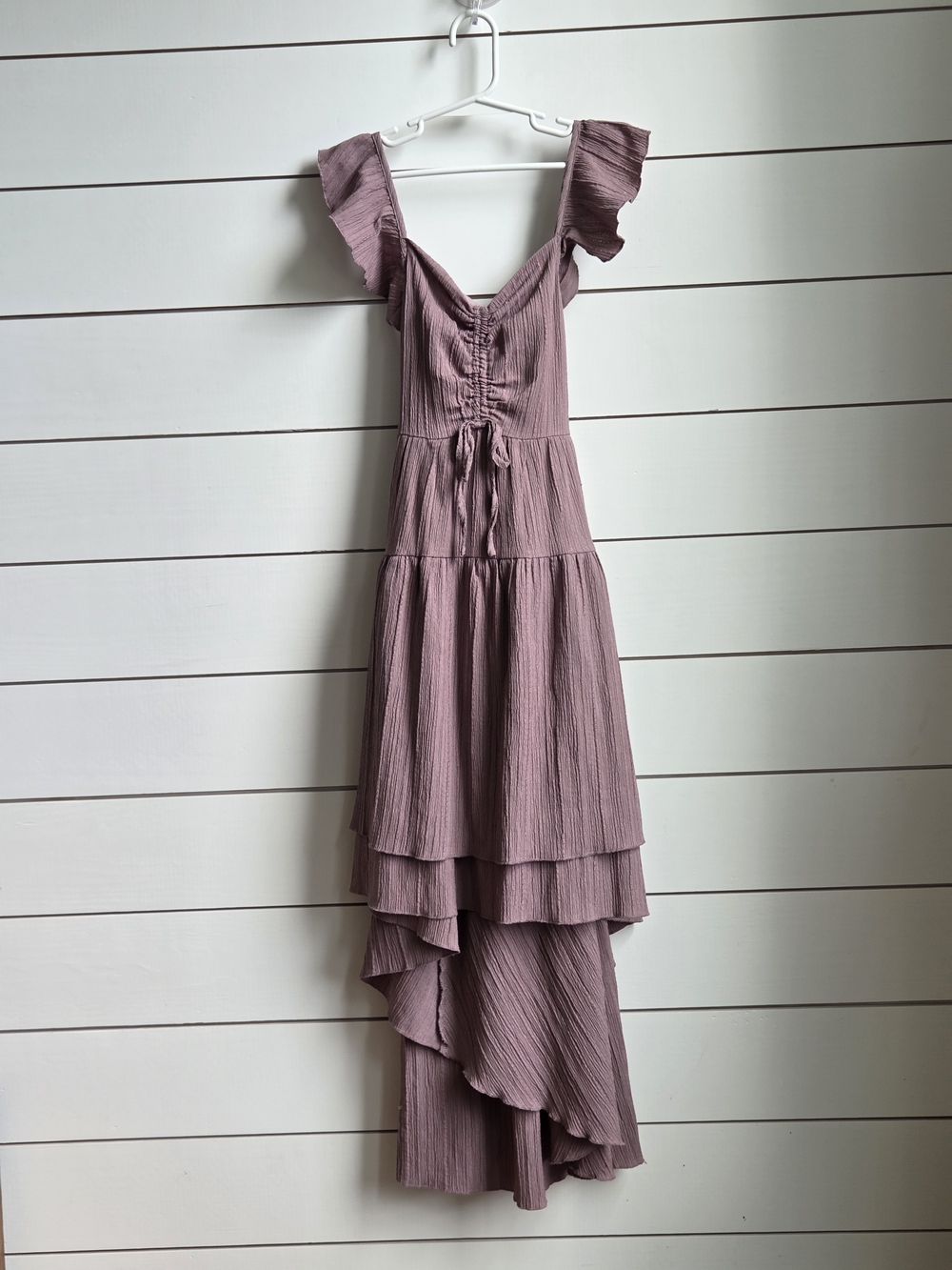 Joyfolie Mauve Ruffle Tiered High-Low Dress